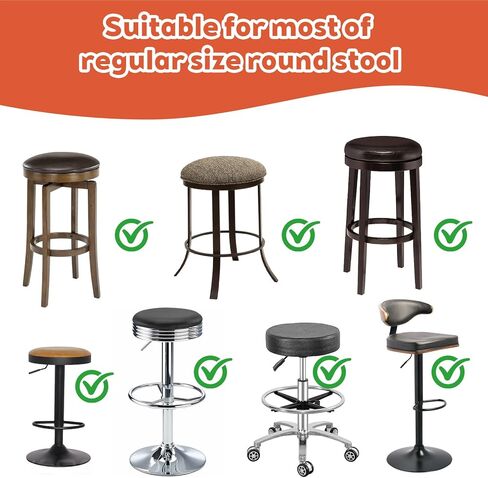 Bar Stool Covers Round, 2 Pcs Black Leather Bar Stool Seat Covers Universal Washable Round Chair Cover with Elastic Bands Waterproof Cushion Slipcover for 12 Inch in Saudi Arabia