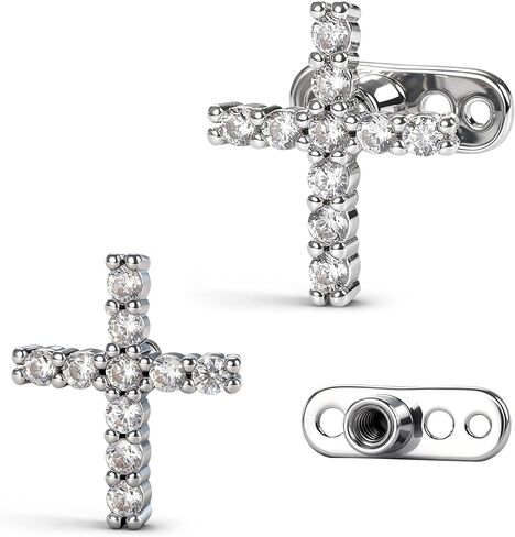 UBGICIG 14G مجوهرات جلدية، طقم ثقب جلدي من الفولاذ الجراحي، مرساة متقاطعة على شكل قلب جلدي، ثقب الجسم، مجموعات ثقب الجلد الدقيق CZ للنساء والرجال لا تسبب الحساسية in Kuwait