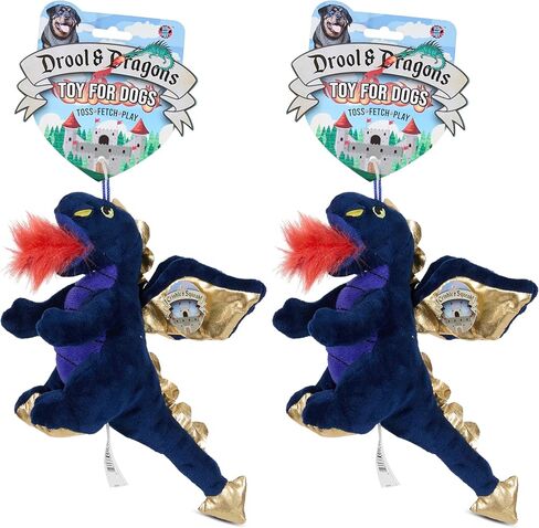 Bow Wow Fantasy Creature Plush Dog Toy - Squeaky & Crinker Dino أو Dragon - Toss ، Fetch & Play - Soft & Dating - قد تختلف الألوان in Kuwait