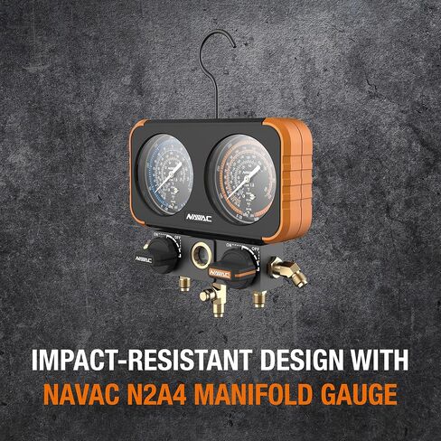 NAVAC N2A4 مقياس المنوع | دقة الفئة 1.0 | مقياس HVAC المقاوم للصدمات | هيكل من الألومنيوم وغطاء مطاطي | شاشة تناظرية سهلة القراءة | خطاف قابل للطي | ضمان لمدة سنة واحدة in Kuwait
