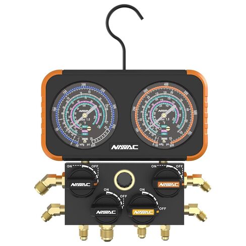 NAVAC N2A4 مقياس المنوع | دقة الفئة 1.0 | مقياس HVAC المقاوم للصدمات | هيكل من الألومنيوم وغطاء مطاطي | شاشة تناظرية سهلة القراءة | خطاف قابل للطي | ضمان لمدة سنة واحدة in Kuwait