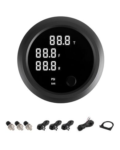 مقياس ضغط الهواء بشاشة مزدوجة مقياس تعليق الهواء 220PSI شاشة LED رقمية 12 فولت/24 فولت تيار مستمر مقاييس ضغط ركوب الهواء مع مجموعة مستشعر 1/8NPT 2-1/16 بوصة (52 مم) لأنظمة تعليق ركوب الهواء in Kuwait