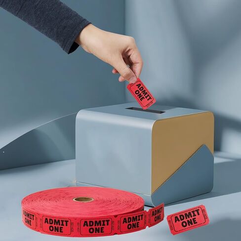 2200 Raffle Tickets Single Roll, Admit One Tickets, Consecutively Numbered for Raffles, Events, Fundraisers, Carnivals & Classroom Activities (Red) in Saudi Arabia