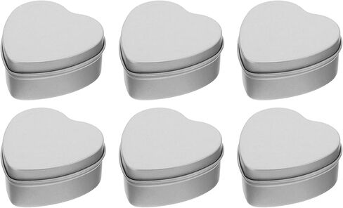 6Pcs Heart-shaped Candle Tins Silver Tinplate Candle Containers for Aromatherapy Candle Making and Gift Storage for Candles Treats and Treasures in Saudi Arabia