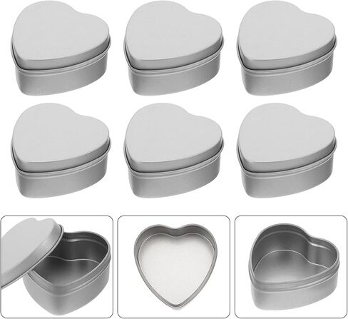 6Pcs Heart-shaped Candle Tins Silver Tinplate Candle Containers for Aromatherapy Candle Making and Gift Storage for Candles Treats and Treasures in Saudi Arabia