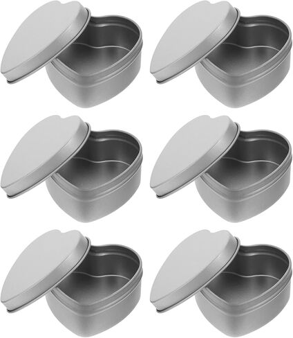 6Pcs Heart-shaped Candle Tins Silver Tinplate Candle Containers for Aromatherapy Candle Making and Gift Storage for Candles Treats and Treasures in Saudi Arabia
