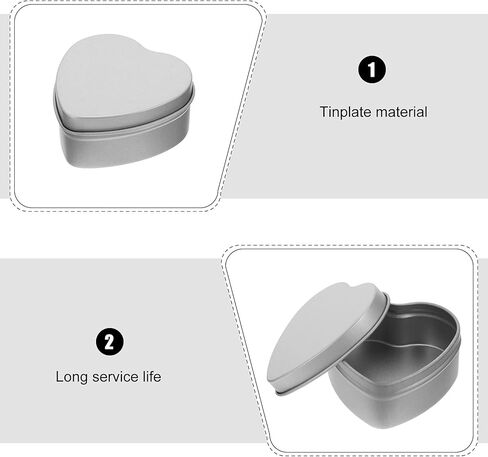 6Pcs Heart-shaped Candle Tins Silver Tinplate Candle Containers for Aromatherapy Candle Making and Gift Storage for Candles Treats and Treasures in Saudi Arabia
