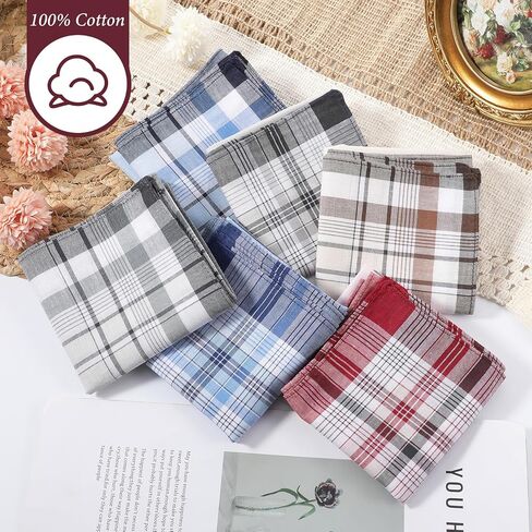 24 Pcs Men's Handkerchiefs, Cotton Handkerchiefs for Men with Elegant Pattern in Assorted Color, Absorbent & Breathable, 15.7x15.7 Inches in Saudi Arabia