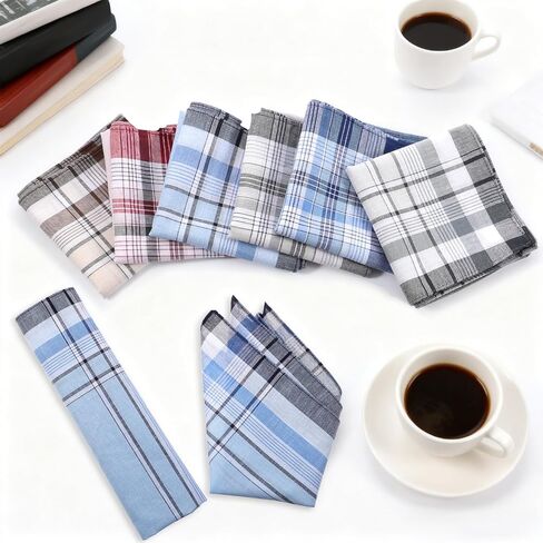 24 Pcs Men's Handkerchiefs, Cotton Handkerchiefs for Men with Elegant Pattern in Assorted Color, Absorbent & Breathable, 15.7x15.7 Inches in Saudi Arabia