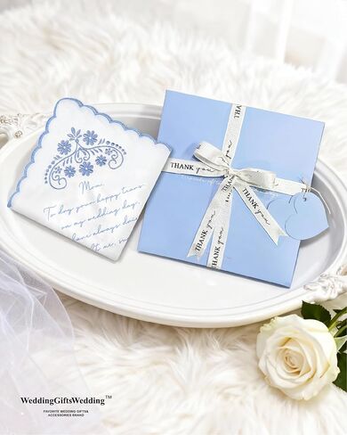 Wedding Embroidered Handkerchief, Father & Mother Of The Bride Gifts, Something Blue Wedding Gifts in Saudi Arabia