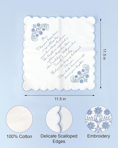 Wedding Embroidered Handkerchief, Father & Mother Of The Bride Gifts, Something Blue Wedding Gifts in Saudi Arabia