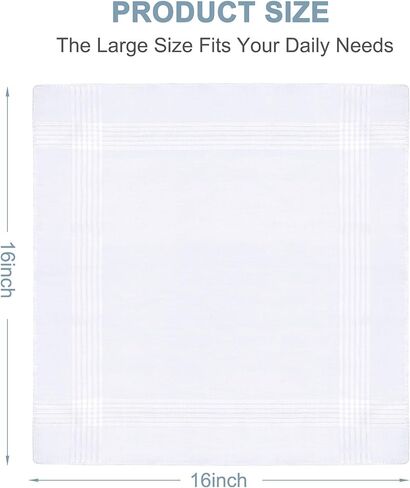 6 قطع مناديل للرجال، مناديل رجالية بيضاء ناعمة 100% من القطن، مناديل كلاسيكية كبيرة للرجال in Kuwait