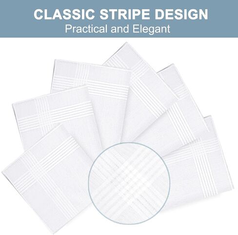 6 قطع مناديل للرجال، مناديل رجالية بيضاء ناعمة 100% من القطن، مناديل كلاسيكية كبيرة للرجال in Kuwait