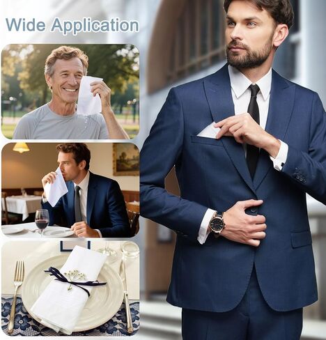 6 قطع مناديل للرجال، مناديل رجالية بيضاء ناعمة 100% من القطن، مناديل كلاسيكية كبيرة للرجال in Kuwait