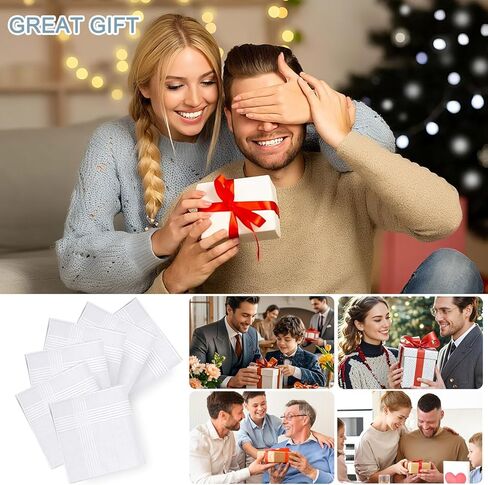 6 قطع مناديل للرجال، مناديل رجالية بيضاء ناعمة 100% من القطن، مناديل كلاسيكية كبيرة للرجال in Kuwait