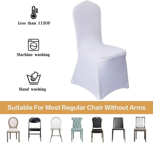 100 Pcs White Washable Removable Universal for Wedding Party Dining Banquet Polyester Spandex Stretch Slipcovers Chair Covers in Saudi Arabia