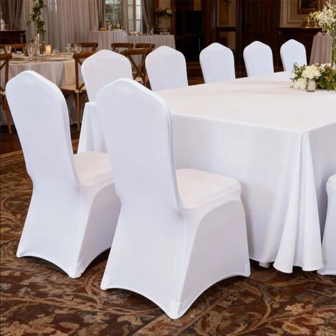 100 Pcs White Washable Removable Universal for Wedding Party Dining Banquet Polyester Spandex Stretch Slipcovers Chair Covers in Saudi Arabia
