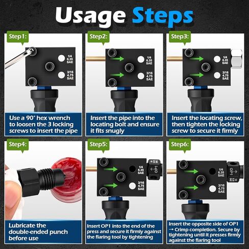 Professional 7-Piece Brake Line Flaring Tool Kit – 3/16″ & 1/4″ SAE Double Flare + 45° Single & Bubble Flares for Hydraulic Brake Line Repair in Kuwait