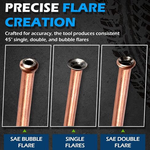 Professional 7-Piece Brake Line Flaring Tool Kit – 3/16″ & 1/4″ SAE Double Flare + 45° Single & Bubble Flares for Hydraulic Brake Line Repair in Kuwait
