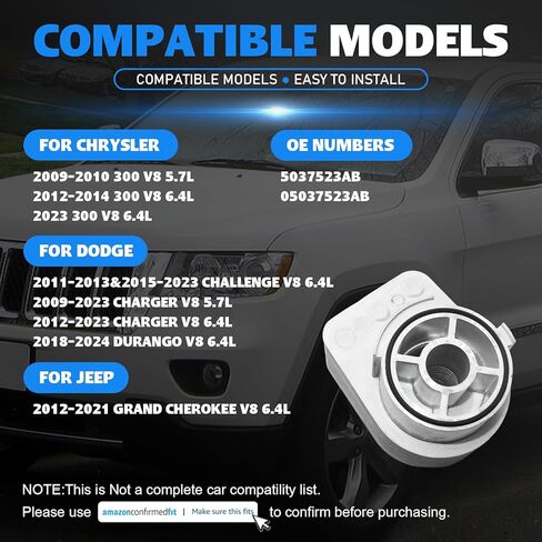5037523AB مبرد زيت المحرك لكرايسلر 300 2009-2010 2012-2014 2023 5.7L 6.4L دودج تشالينج تشارجر دورانجو 2009-2024 جيب جراند شيروكي 2012-2021 استبدال 05037523AB in Saudi Arabia