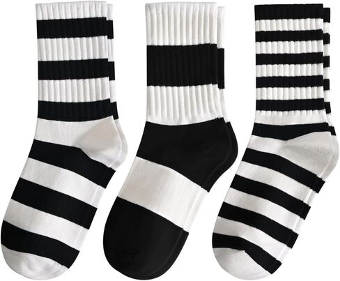 Retro Style Colorful Striped Socks, Vintage Fun Fashion Cute Athletic Aesthetic Cotton Crew Socks for Women in Saudi Arabia