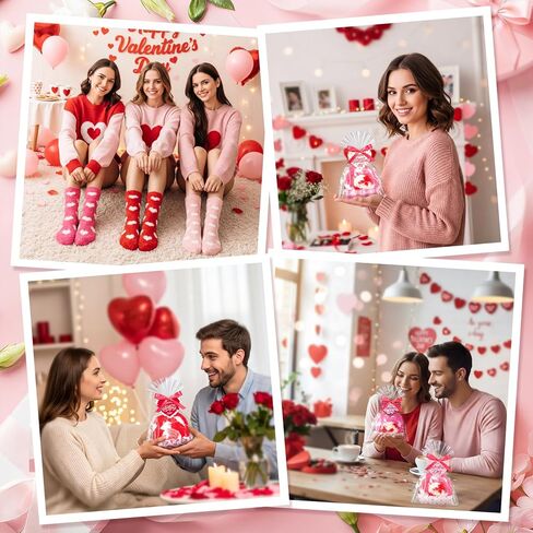 Capoda 12 زوجًا من جوارب عيد الحب الغامضة هدايا كبيرة لعيد الحب، جوارب كب كيك DIY هدية عيد جالنتين هدية وردية، جوارب شبشب للنساء في عيد ميلاد الزفاف in Saudi Arabia