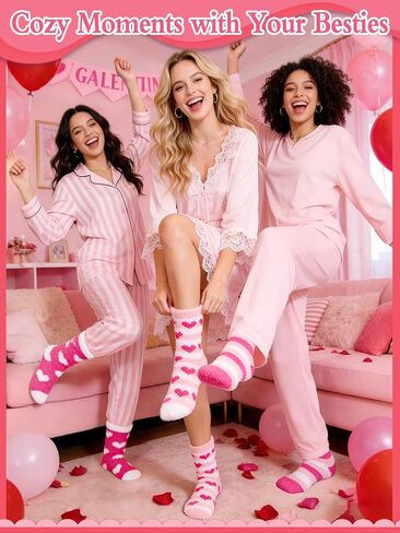 12 مجموعة من هدايا حفلات Galentines من Cosweet - جوارب وردية منفوشة على شكل كب كيك مع صناديق شفافة فردية، هدايا حفلات Galentines in Saudi Arabia