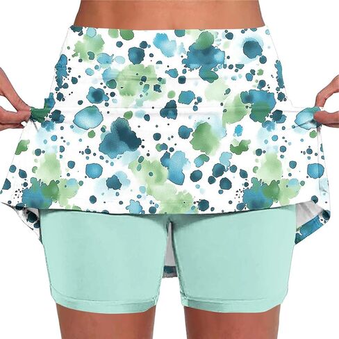 Skorts for Women with Pockets High Waist Mini Skirt with Shorts Tummy Control Casual Athletic Tennis Skirts Boho Skort in Saudi Arabia