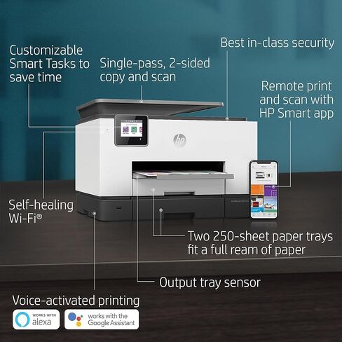 HP OfficeJet Pro 9025 All-in-One Wireless Printer, Single-Pass (Automatic) Document Feeder & Two Paper Trays, Smart Home Office Productivity, Instant Ink, Works with Alexa (1MR66A) in Saudi Arabia