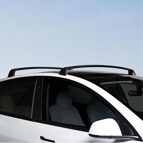 قضبان متقاطعة لحامل سقف Tesla Model Y 2020-2024، حامل بضائع من الألومنيوم مع تصميم هادئ مضاد للضوضاء لدراجة الكاياك للتزلج، قضبان سقف سوداء غير لامعة، وليس لطراز 2025 2026 Y Juniper أو Tesla S 3 X in Kuwait