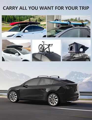 قضبان متقاطعة لحامل سقف Tesla Model Y 2020-2024، حامل بضائع من الألومنيوم مع تصميم هادئ مضاد للضوضاء لدراجة الكاياك للتزلج، قضبان سقف سوداء غير لامعة، وليس لطراز 2025 2026 Y Juniper أو Tesla S 3 X in Kuwait