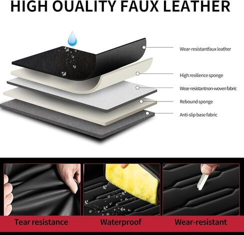 Fit Wrangler 4-Door Car Seat Covers for Jeep Wrangler 2010-2025 2026 -Upgraded Premium Waterproof & Breathable Leather,Airbag Compatible,All-Weather Seat Cushion Protector,Full Set,Black in Saudi Arabia