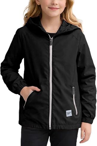 Reebok Girls' Jacket - Weather Resistant Polar Fleece Lined Windbreaker Coat, Storm Guard Hood - Light Jacket for Girls, 7-16 in Saudi Arabia