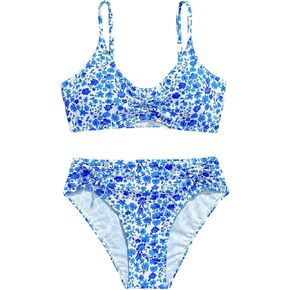 GORGLITTER Girl's Floral Swimsuits Ruched Spaghetti Strap Bathing Suits Two Piece Bikini Sets Beachwear in Kuwait