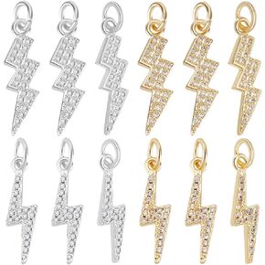 Beebeecraft 12pcs 2 Styles Lightning Charms Cubic Zirconia Flash Thunder Dangl in Kuwait