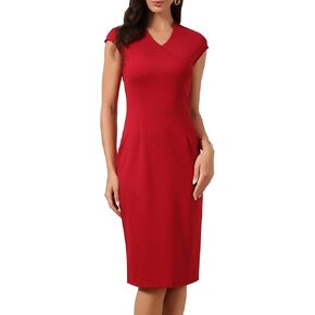 Allegra K Work Dress for Women Work Office V Neck Cap Sleeve Knee Length Elegant Bodycon Sheath Dresses in Saudi Arabia