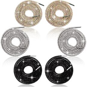 Rhinestone Round Shoe Laces, Bling Bling Crystal Rhinestone Glitter Rope Shoelaces Drawstring Cords in Saudi Arabia