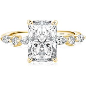 خاتم خطوبة مويسانيتي أنيق مشع بقطع 3.5 قيراط للنساء، S925 فضة تم تصنيعها في المعمل D اللون VVS1 خاتم وعد مويسانيتي واضح مع مطلية بالذهب عيار 14 قيراط in Kuwait