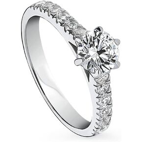 BERRICLE Sterling Silver Solitaire Wedding Engagement Rings 0.8 Carat Round Cut Cubic Zirconia CZ Promise Ring for Women, Rhodium Plated in Kuwait
