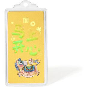 999.9 24K Solid Gold Fine Jewelry, Horse Zodiac Charm Ingot Pendant, Chinese Blessing Gifts for Women Men in Saudi Arabia