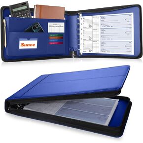 SUNEE Zippered Business Checkbook Binder 7 Ring 1 Inch with Zipper for Business Checks (9" x 13"), PU Leather 7 Ring Check Binder for Business Checks Holds 600 Checks Capacity for Executive Supplies in Kuwait