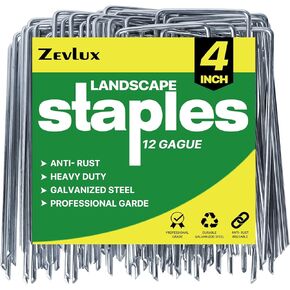 Landscape Staples Galvanized Garden Stakes,4 inch 50 Pack 12 Gauge Heavy Duty Garden Pins for Fences, Lawns, Weed Barriers and Landscape Fabrics, Irrigation Hose,Yard Lawn, Landscape Fabric. in Kuwait