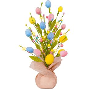 XmasExp Easter Decorations 18inch Easter Tree with Eggs & LED Lights Easter Egg Tree for Indoor Perfect Easter Table Decorations & Holiday Party Decor in Kuwait