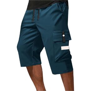 Long Shorts for Men Below Knee Water Resistant Cargo Shorts with Pockets Big and Tall Elastic Waist Capri Pants in Saudi Arabia