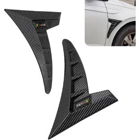 2 PCS Car Front Fender Side Vent Trim, 7.52" x 10.12" ABS Sporty Style Side Air Vent Cover, Side Door Air Flow Fender Vent Outlet Cover Trim Decor Sticker, Universal for Most Cars (Black) in Saudi Arabia