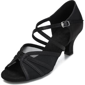 Women's Ballroom Dance Shoes Latin Salsa Dancing Shoes Cross Strap 2.5inch Heel 3inch Heel ZB04 in Saudi Arabia