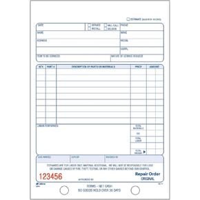 Adams Repair Order Book, 3-Part Carbonless, White/White/White, 5-9/16 x 8-7/16 Inches, 50 Sets (T5084) in Kuwait