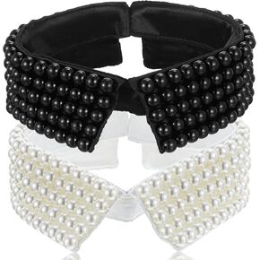 2 Pieces Pearl Collar Necklace for Women Detachable Fake Collar Simulated Pearl Beaded Bib Dickey Collars White Black in Kuwait
