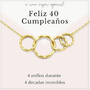 HOPE LOVE SHINE 40 Cumpleaños Regalo para Mujeres، الأم، الزوجة، الأخت - 40th Cumpleaños Collares، مجوهرات 17+2"، فضة إسترلينية، 4 حلقات متشابكة in Kuwait