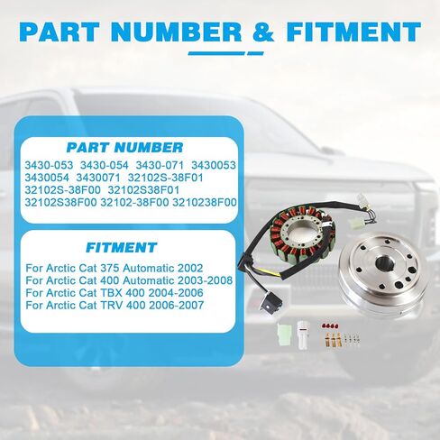 Flywheel Kit Stator and Gasket 32101-38F01 for Arctic Cat 400 ATV Eiger 2002-2007 Automatic Direct OE Replacement in Saudi Arabia